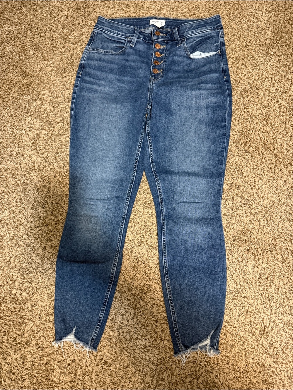 Maurices Medium Blue High-Rise Button-Fly Skinny Jeans